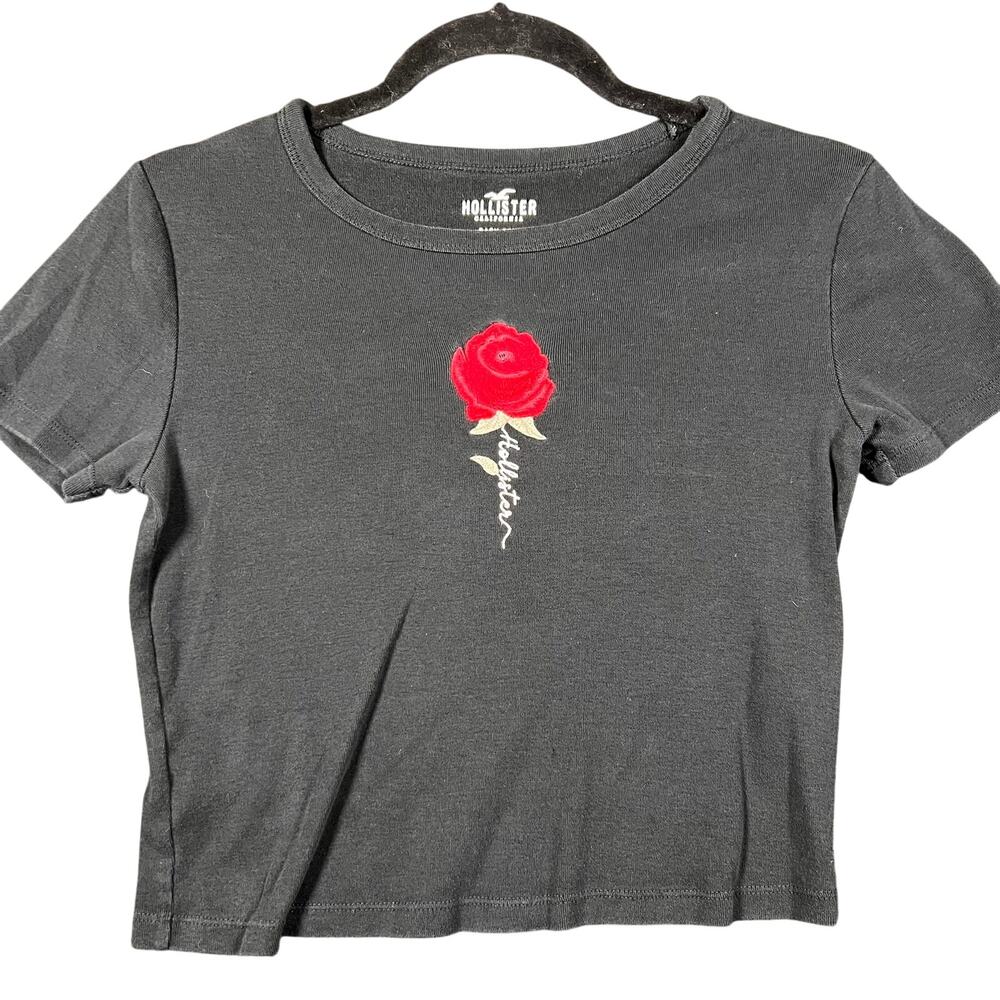 HOLLISTER "California" Womens "Baby Tee" Embroidered Cropp Top Size XS